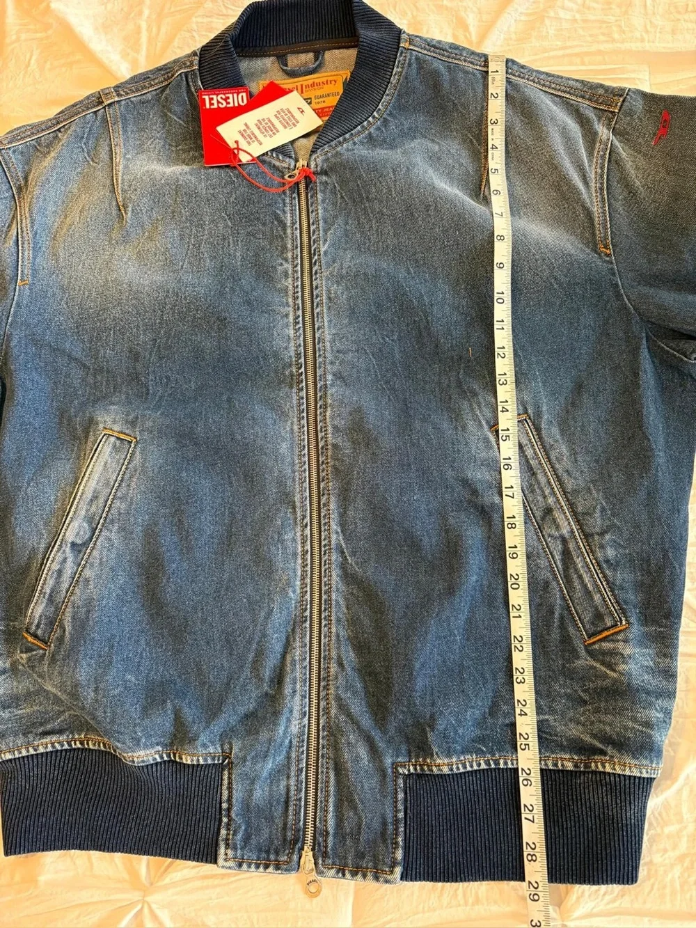 Diesel D-Vinz-S Denim Bomber Jacket Indigo Blue Men’s Size XL